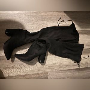 Black thigh high boots